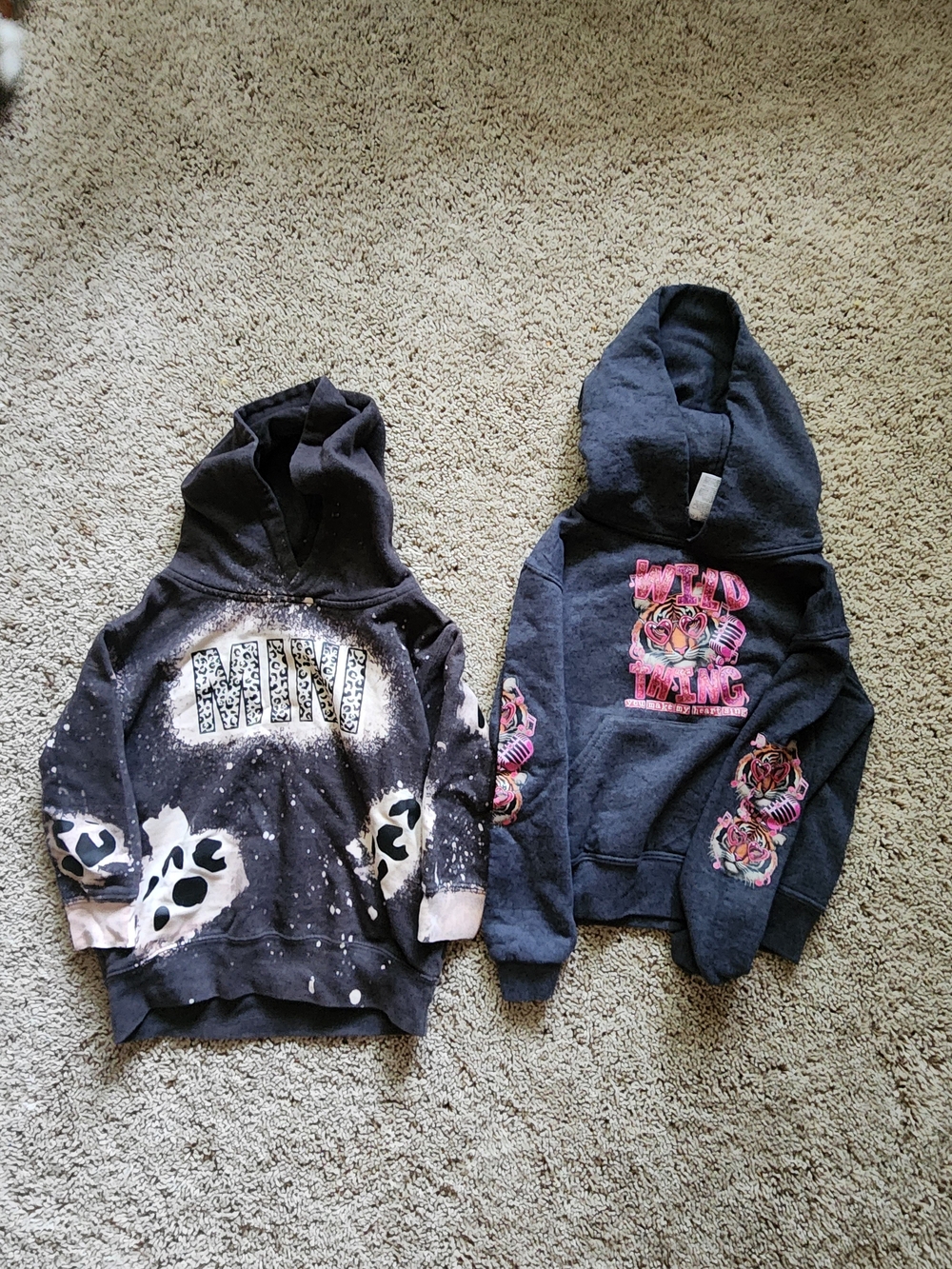 Bella + Canvas Black Girls' Hoodies with Pink Graphic Accents